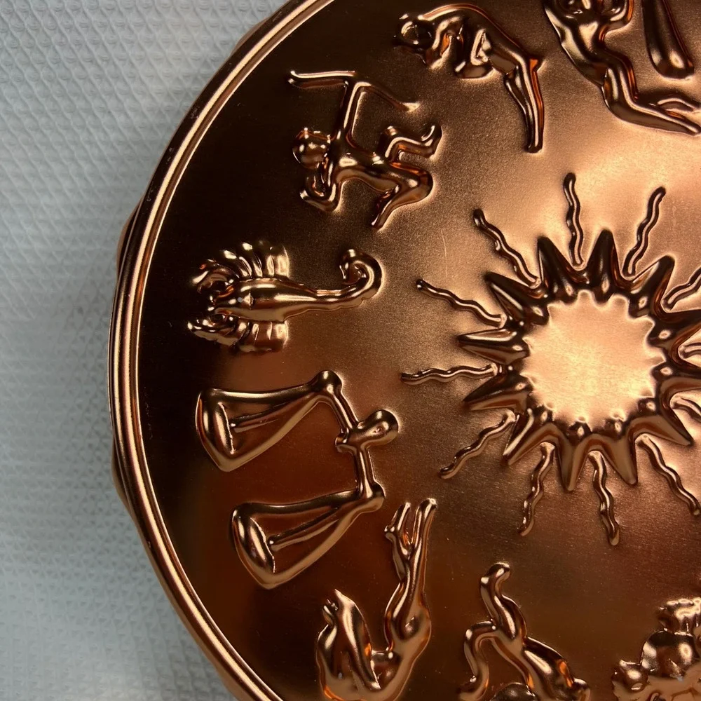 VTG Zodiac Astrology Sunburst Copper Tone Metal Gelatin‎ Mold  Wall Decor 12